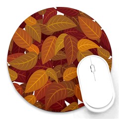 Watercolor Leaves Leaf Orange Round Mousepad