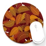 Watercolor Leaves Leaf Orange Round Mousepad Front