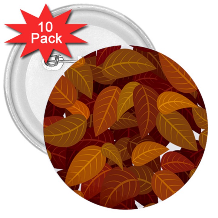 Watercolor Leaves Leaf Orange 3  Buttons (10 pack) 