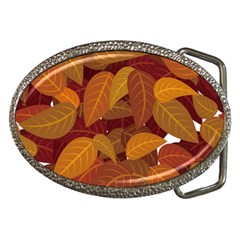 Watercolor Leaves Leaf Orange Belt Buckles by Jancukart