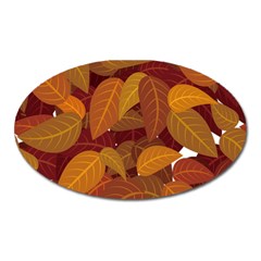 Watercolor Leaves Leaf Orange Oval Magnet