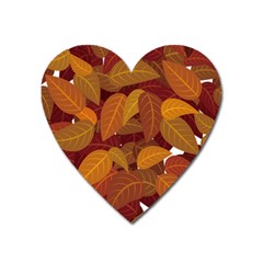 Watercolor Leaves Leaf Orange Heart Magnet