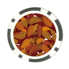 Watercolor Leaves Leaf Orange Poker Chip Card Guard (10 Pack)