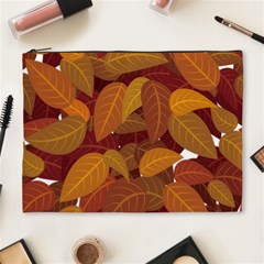 Watercolor Leaves Leaf Orange Cosmetic Bag (xl)