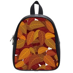 Watercolor Leaves Leaf Orange School Bag (small)