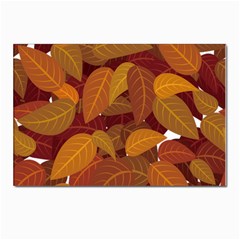 Watercolor Leaves Leaf Orange Postcard 4 x 6  (pkg Of 10) by Jancukart