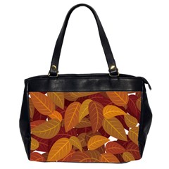 Watercolor Leaves Leaf Orange Oversize Office Handbag (2 Sides) by Jancukart