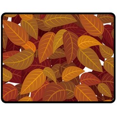 Watercolor Leaves Leaf Orange One Side Fleece Blanket (medium)