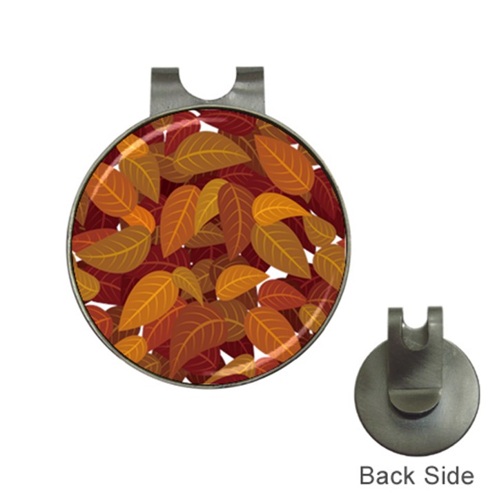 Watercolor Leaves Leaf Orange Hat Clips with Golf Markers