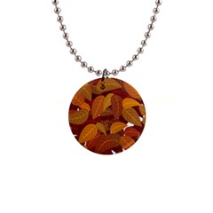 Watercolor Leaves Leaf Orange 1  Button Necklace by Jancukart