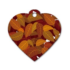 Watercolor Leaves Leaf Orange Dog Tag Heart (one Side)