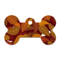 Watercolor Leaves Leaf Orange Dog Tag Bone (two Sides)