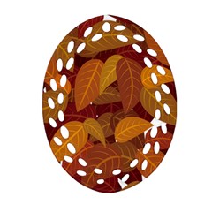 Watercolor Leaves Leaf Orange Ornament (oval Filigree)