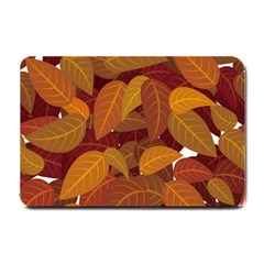 Watercolor Leaves Leaf Orange Small Doormat by Jancukart