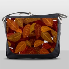 Watercolor Leaves Leaf Orange Messenger Bag