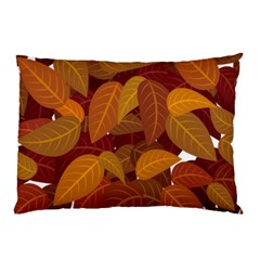 Watercolor Leaves Leaf Orange Pillow Case by Jancukart