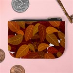 Watercolor Leaves Leaf Orange Mini Coin Purse Back