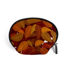 Watercolor Leaves Leaf Orange Accessory Pouch (small)