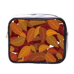 Watercolor Leaves Leaf Orange Mini Toiletries Bag (one Side)