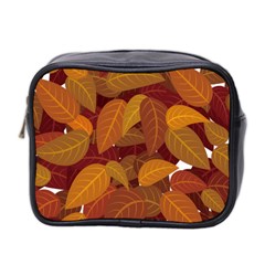 Watercolor Leaves Leaf Orange Mini Toiletries Bag (two Sides)