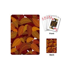 Watercolor Leaves Leaf Orange Playing Cards Single Design (mini)