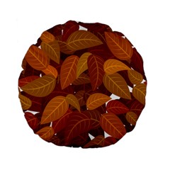 Watercolor Leaves Leaf Orange Standard 15  Premium Flano Round Cushions by Jancukart