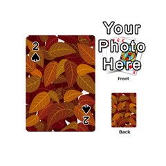 Watercolor Leaves Leaf Orange Playing Cards 54 Designs (mini)