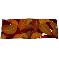 Watercolor Leaves Leaf Orange Body Pillow Case (dakimakura) by Jancukart