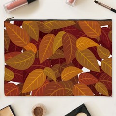 Watercolor Leaves Leaf Orange Cosmetic Bag (xxxl)