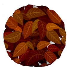 Watercolor Leaves Leaf Orange Large 18  Premium Round Cushions by Jancukart