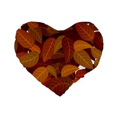 Watercolor Leaves Leaf Orange Standard 16  Premium Heart Shape Cushions