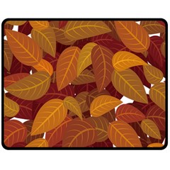 Watercolor Leaves Leaf Orange Fleece Blanket (medium)