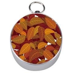 Watercolor Leaves Leaf Orange Silver Compasses