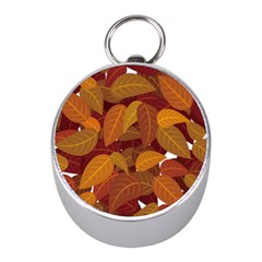 Watercolor Leaves Leaf Orange Mini Silver Compasses