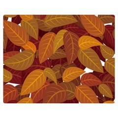 Watercolor Leaves Leaf Orange Premium Plush Fleece Blanket (medium)