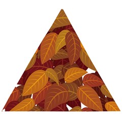 Watercolor Leaves Leaf Orange Wooden Puzzle Triangle by Jancukart