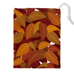 Watercolor Leaves Leaf Orange Drawstring Pouch (4xl)