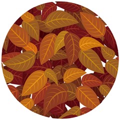 Watercolor Leaves Leaf Orange Wooden Puzzle Round