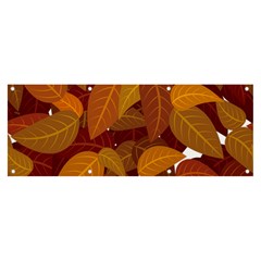 Watercolor Leaves Leaf Orange Banner And Sign 8  X 3  by Jancukart