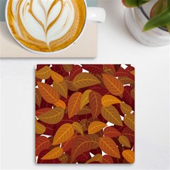 Watercolor Leaves Leaf Orange Uv Print Square Tile Coaster  by Jancukart