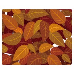 Watercolor Leaves Leaf Orange One Side Premium Plush Fleece Blanket (medium)