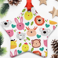 Cute Animals Cartoon Seamless Background Ornament (star)