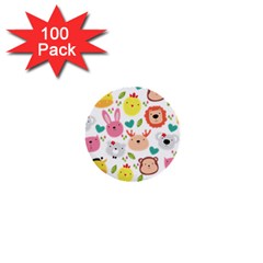 Cute Animals Cartoon Seamless Background 1  Mini Buttons (100 Pack)  by Jancukart