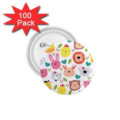 Cute Animals Cartoon Seamless Background 1 75  Buttons (100 Pack)  by Jancukart