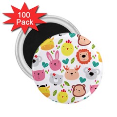 Cute Animals Cartoon Seamless Background 2 25  Magnets (100 Pack) 