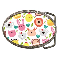 Cute Animals Cartoon Seamless Background Belt Buckles by Jancukart