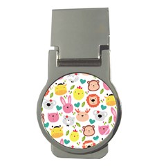 Cute Animals Cartoon Seamless Background Money Clips (round)  by Jancukart