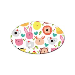 Cute Animals Cartoon Seamless Background Sticker (oval)