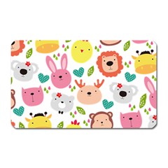 Cute Animals Cartoon Seamless Background Magnet (rectangular)