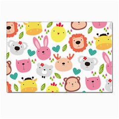 Cute Animals Cartoon Seamless Background Postcard 4 x 6  (pkg Of 10) by Jancukart